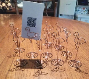 Flamingo Shaped Rose Gold Colored Metal Table Card Holder Stand 12pc Beach Party - Picture 1 of 9
