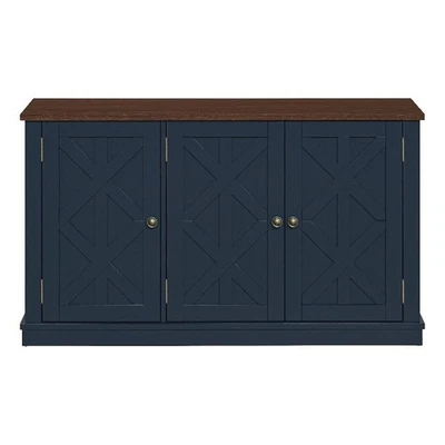 Soporte de TV de madera natural rústica de 48" Pemberly Row - hasta 55 pulgadas Televisores - azul marino Foto 1 de 4