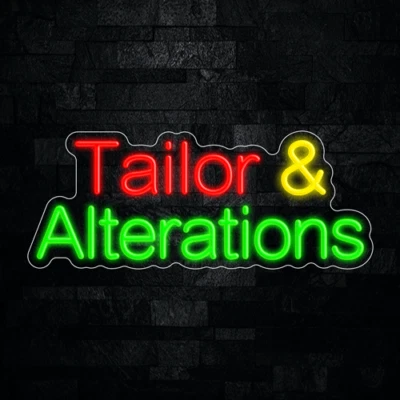 Tailor & Alterations LED Neon Sign 25"L x 10"H #33438 - Image 1 of 3