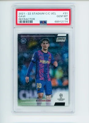 2021-22 Gavi Topps Stadium Club Cromo Refractor FC Barcelona Novato PSA 10 GEMA! Foto 1 de 3