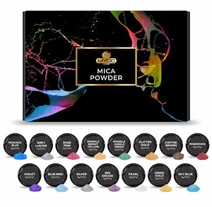 Mica Powder – Set of 14 (3 g/ 0.11 Oz), Mica Powder for soap,Candle,Epoxy Resin - Picture 1 of 10