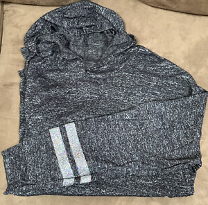 JUSTICE HOODY SIZE 20 PLUS LIGHTWEIGHT CHARCOAL GRAY SOFT COZY SHIMMER STRIPE