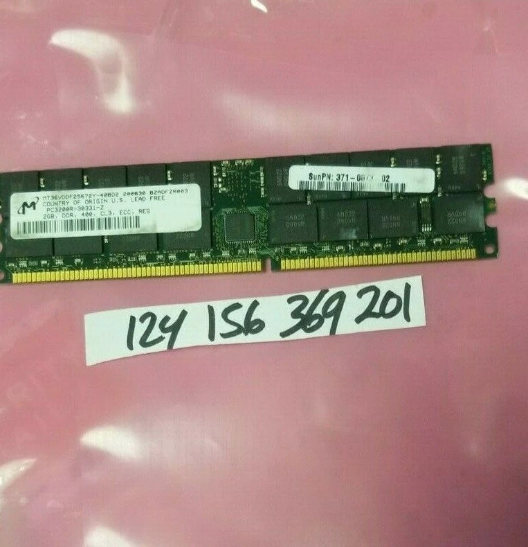 SUN MEMORY 2GB, DDR, 400, CL3, ECC, REG, 371-0073-02  TESTED WORKING  - Image 1 of 1