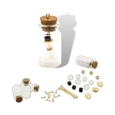 3x Bastelset Glasflasche mit Schneemann Weihnachten Geschenkanhänger Anhänger - Bild 1 von 3