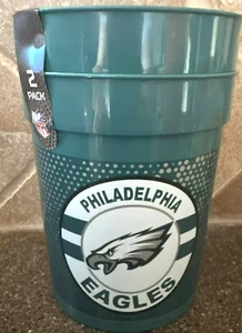 NFL Philadelphia Eagles® 24oz Reusable Plastic Cups 2 Pack Tailgate NEW - Picture 1 of 2