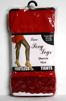 Medias rojas Eros para mujer con encaje recortadas sin pies medianas *Queen mal etiquetada* Foto 1 de 2