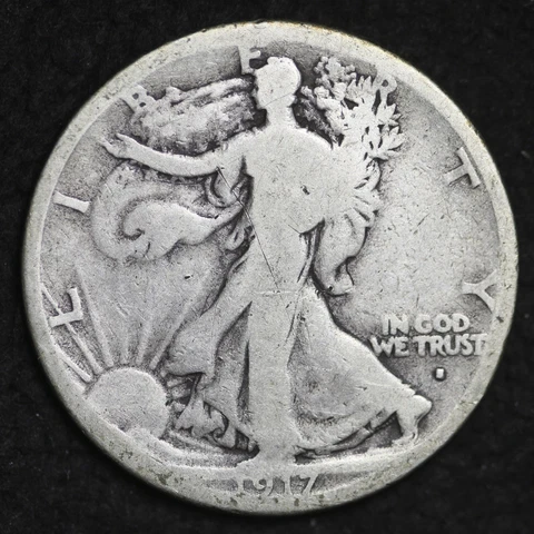 ** 1917-S OBVERSE Walking Liberty Silver Half Dollar FREE SHIPPING! Cover