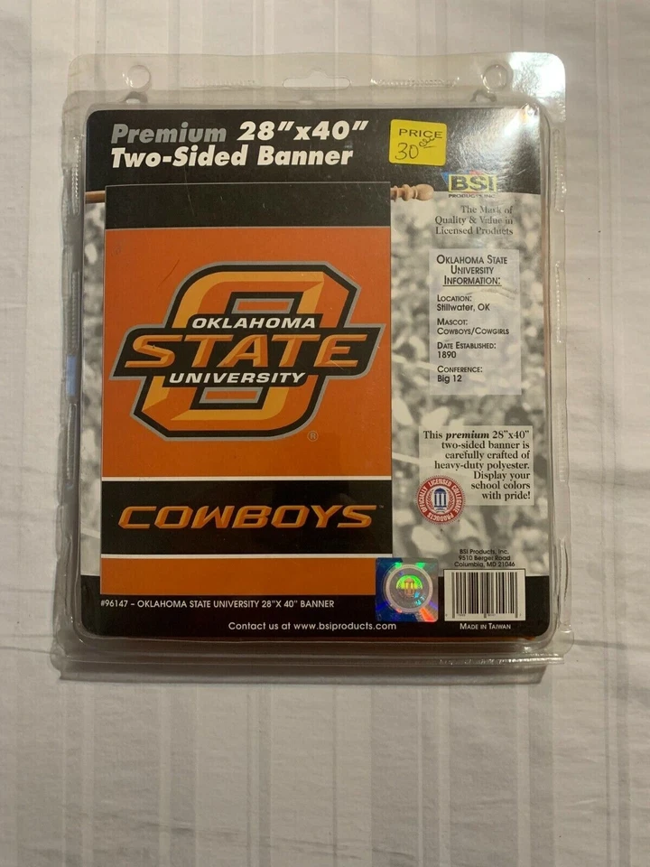 Oklahoma State Cowboys NCAA BSI Double Sided 28" x 40" Banner Flag - Image 1 of 1