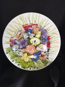 1989 Taitu Italia, flores de porcelana Fiori ensalada plato de postre de Bergamin Usado en excelente condición - Imagen 1 de 3