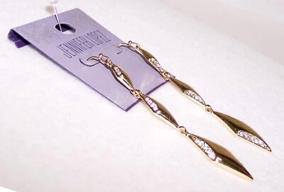 Nuevos PENDIENTES JENNIFER LOPEZ Tono Dorado JLO 31/4” Largo con Estrás Cristal COLGANTES Foto 1 de 4