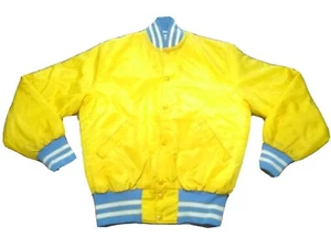 Neff Varsity Jacket Adult Large Yellow Baby Blue Made in USA  Vintage Snap - Picture 1 of 10