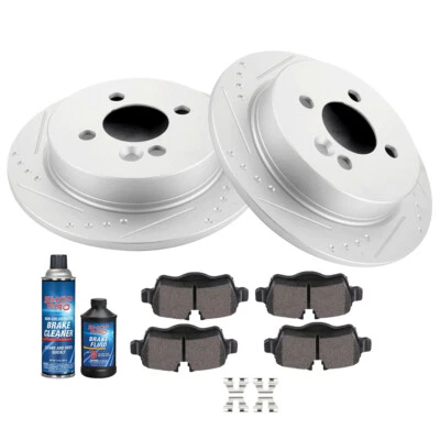 Fits MINI Cooper 2007 - 2015 Slotted Rear Brake Discs Rotors Ceramic Pads Foto 1 de 3