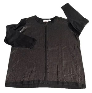 Quacker Factory Cocktail Jacket NWOT Womens 1X Black Sequins Sparkly Holiday NYE - Picture 1 of 12