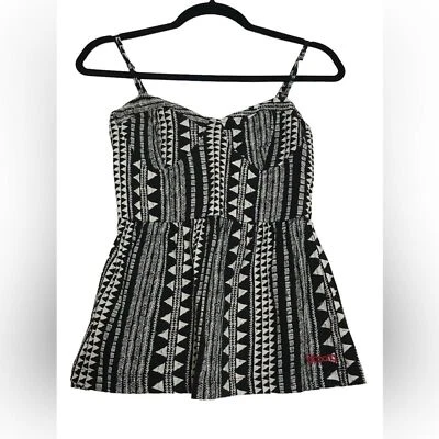 Billabong Womens Y2K Aztec Print Babydoll Top Size M Black Sleeveless Modal Boho - Image 1 of 4