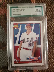 Gemma classificata AGS Mint 10-1991 Topps Traded Jason Giambi Oakland Athletics #45T - Foto 1 di 6