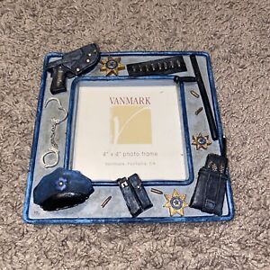 Vanmark 4”x 4” Photo frame, Police Theme, Blue Hats of Bravery, 1998 SEE! READ!