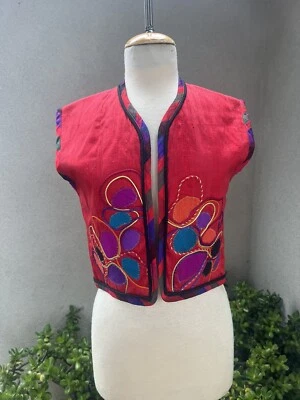 Chaleco boho de colección arte de seda tailandés para usar pequeño Foto 1 de 4