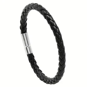 1 pcs Unisex Simple Braided Bracelet, Retro Versatile Black Leather Bracelet. - Picture 1 of 11
