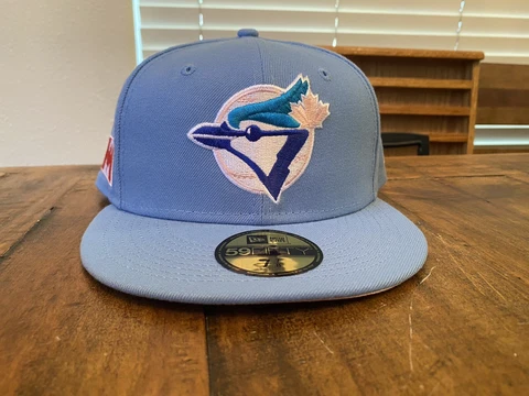 Toronto Blue Jays Sky Blue Canadian Flag New Era Fitted 7 7/8 Pink UV Cover