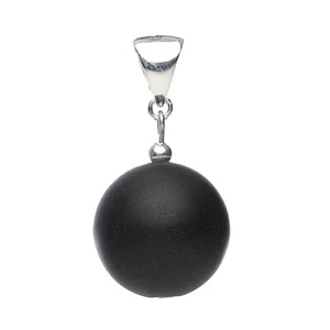Colgante De Ónix & 925 Plata, Bola Negro Mates Seda Mate Colgante de Collar - Imagen 1 de 2