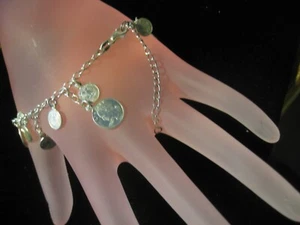 PULSERA 8" LINK Sm WASHINGTON MONEDAS DE CUARTO AJUSTABLE Y PLATA DE LEY 925 - Imagen 1 de 4