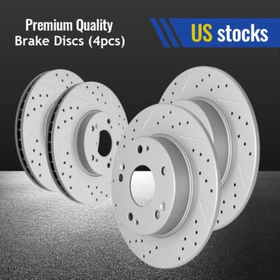 Todos (4) rotores de freno delanteros y traseros perforados y ranurados para Honda Civic Acura CSX Foto 1 de 4