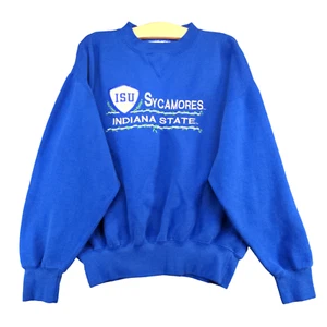 Midwest Embroidery Men ISU Indiana State Sycamores Sweatshirt Blue Large Vintage - Picture 1 of 12