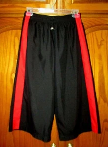 KINESIS SZ S X17" BLK/RED POLY SUEDED ELASTIC/TOGGLE WAIST ACTIVEWEAR CAPRI PANT - Picture 1 of 9