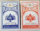 No. 555 Plastic Coated Blue & Red Poker Playing Cards