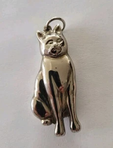 Charming friendly Estate Sterling? Seated Cat Pendant LARGE - Picture 1 of 5