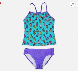 SPEEDO Girls Pineapple Pattern Swimsuit Tankini (Aqua Multi 8) NWT - Picture 1 of 4