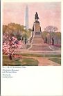 Washington D.C. Washington Monument & Sherman Statue Unposted Vintage Postcard