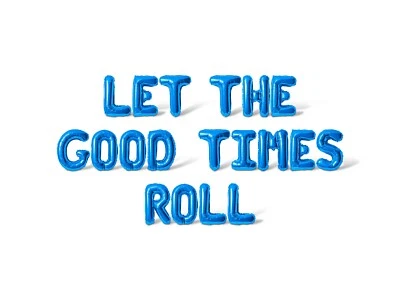 LET THE GOOD TIMES ROLL Letra Guión Globo Banner - Decoraciones Fiesta Mardi Gras Foto 1 de 4