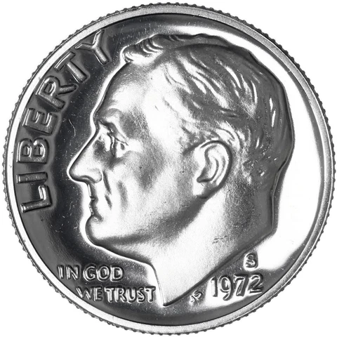 1972 S Roosevelt Dime Gem CN-Clad Proof US Coin Cover