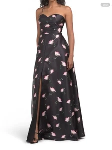 Rene Ruiz Strapless Floral Mikado Cocktail Gown Sz 12 AUTHENTIC NWT - Picture 1 of 7