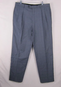 Jos A Bank Dress Pants Mens 42x36 Gray Pleated Silk Wool Blend Slacks Trousers - Picture 1 of 10