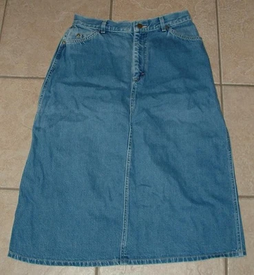 LEE Vintage Denim Talla 12/14 Ropa Informal 100% Algodón Azul Jean Midi Falda Bolsillos Foto 1 de 4