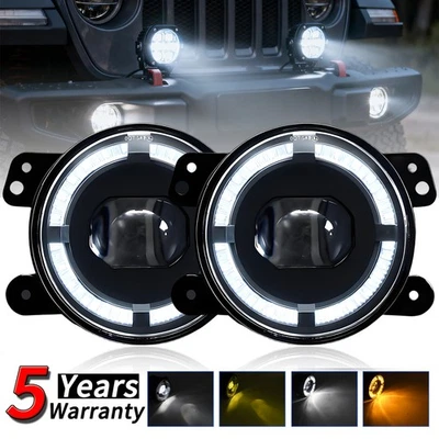 For AM General Hummer 1992-2001 4" Inch Round LED Fog Lights Halo Driving Lamps - Image 1 of 4