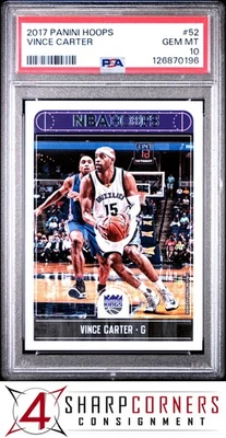 2017 PANINI HOOPS #52 VINCE CARTER GRIZZLIES HOF POP 1 PSA 10 - Image 1 of 2