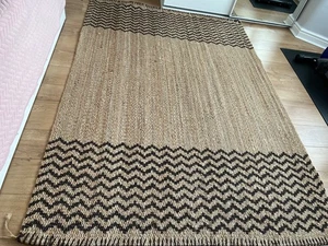 Jute Rug - 160cm x 230cm - Reversible - Plain or Patterned- Excellent condition - Picture 1 of 4