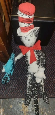 Vintage Cat in the Hat Plush Doll With Umbrella Dr. Seuss Random House 1994 Foto 1 de 3