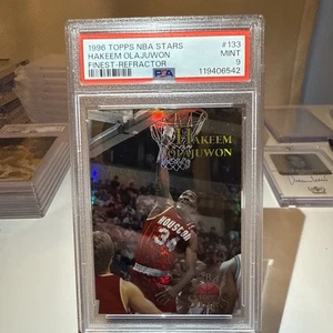 1996 Topps NBA STARS HAKEEM OLAJUWON FINEST-REFRACTOR PSA 9 - Picture 1 of 3