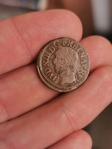Louis XIII (1610-1643) double tournois 15e type 1643 H La Rochelle. - Foto 1 di 2