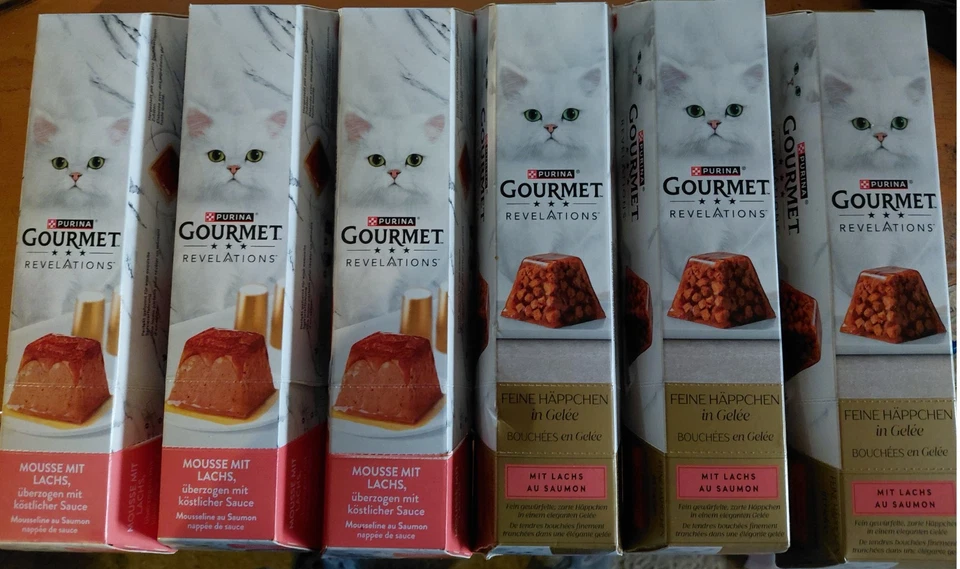 PURINA GOURMET Reve.Katzenfutter Mousse 12x 57g + feine häppchen 12x57g Lachs - Bild 1 von 1