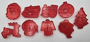 Cortadores de galletas de plástico rojo HRM de colección ~ Lote de 9 cortadores de galletas navideñas  - Imagen 1 de 18