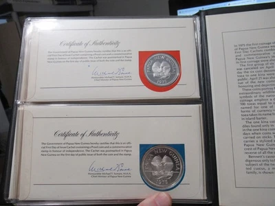 1975 PAPUA NEW GUINEA - 8 COINS PROOF SET, 2 SILVER - 1.70 Ozt ASW, in FDC ALBUM - Image 1 of 4