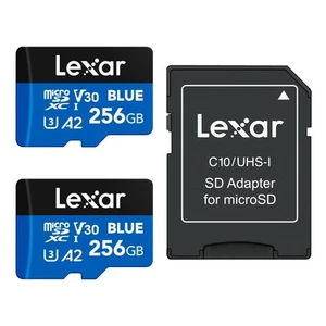 256GB 2 Pack Blue Micro SD Card Up to 160MB/s, microSDXC UHS-I Memory Card wi... - Picture 1 of 8