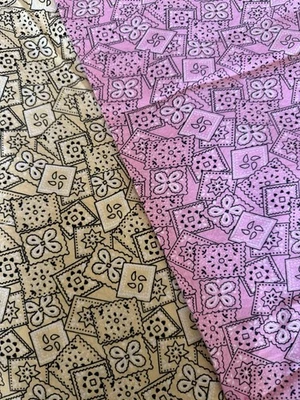 Light Yellow -' Bandana 100% cotton fabric 1.5yard x 44 in - Image 1 of 3