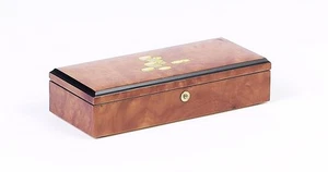 Luxury Poker Chip Case of Burl & Briar wood inlaid Art work and Piano Hinges - Picture 1 of 2