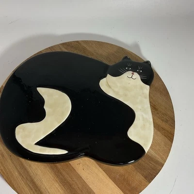 Warren Kimble Cerámica Blanco y Negro Gato Trivet 2002 Foto 1 de 2